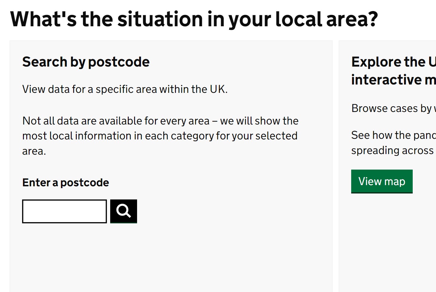 closeup of tool on the https://coronavirus.data.gov.uk/ website